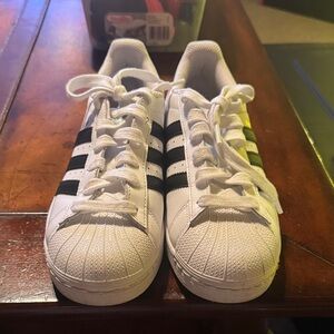 Adidas Kids White and Black Striped Sneakers